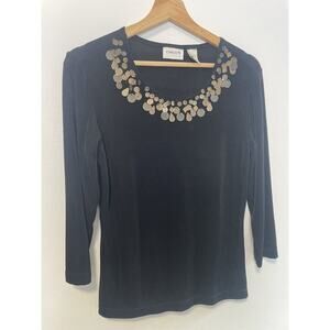 chicos size 0 top with antique brass color embellishment